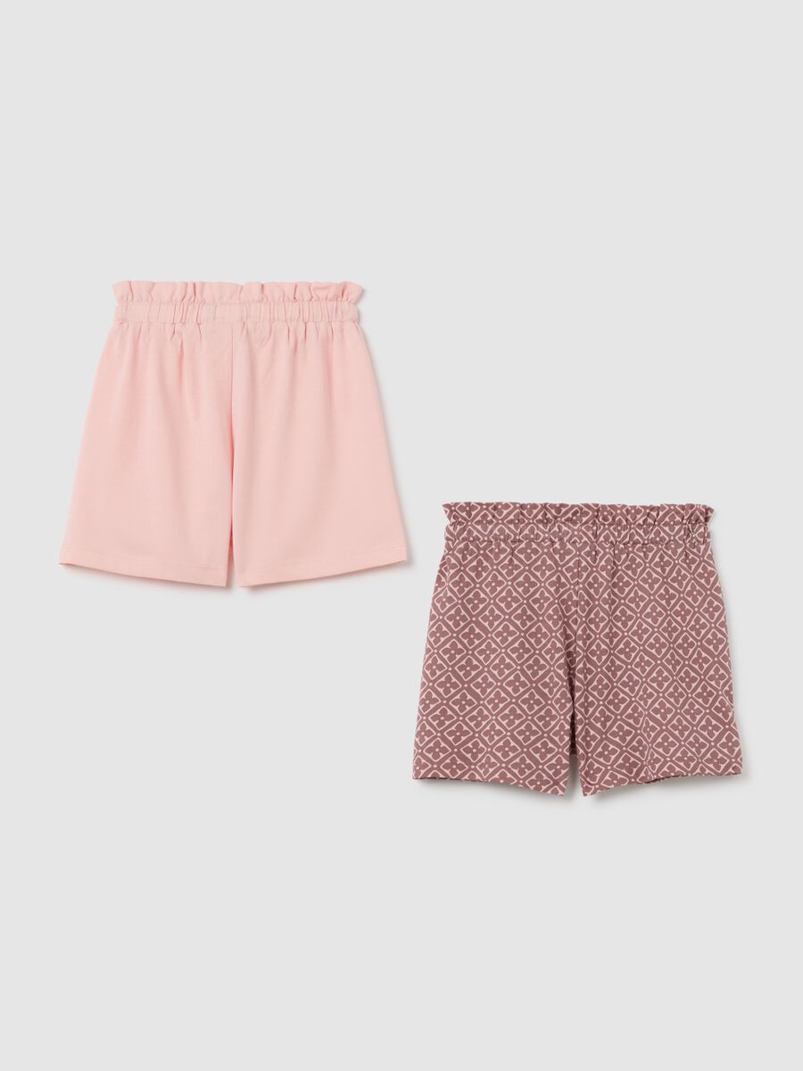 Girls' pure cotton shorts set in pink and brown_1