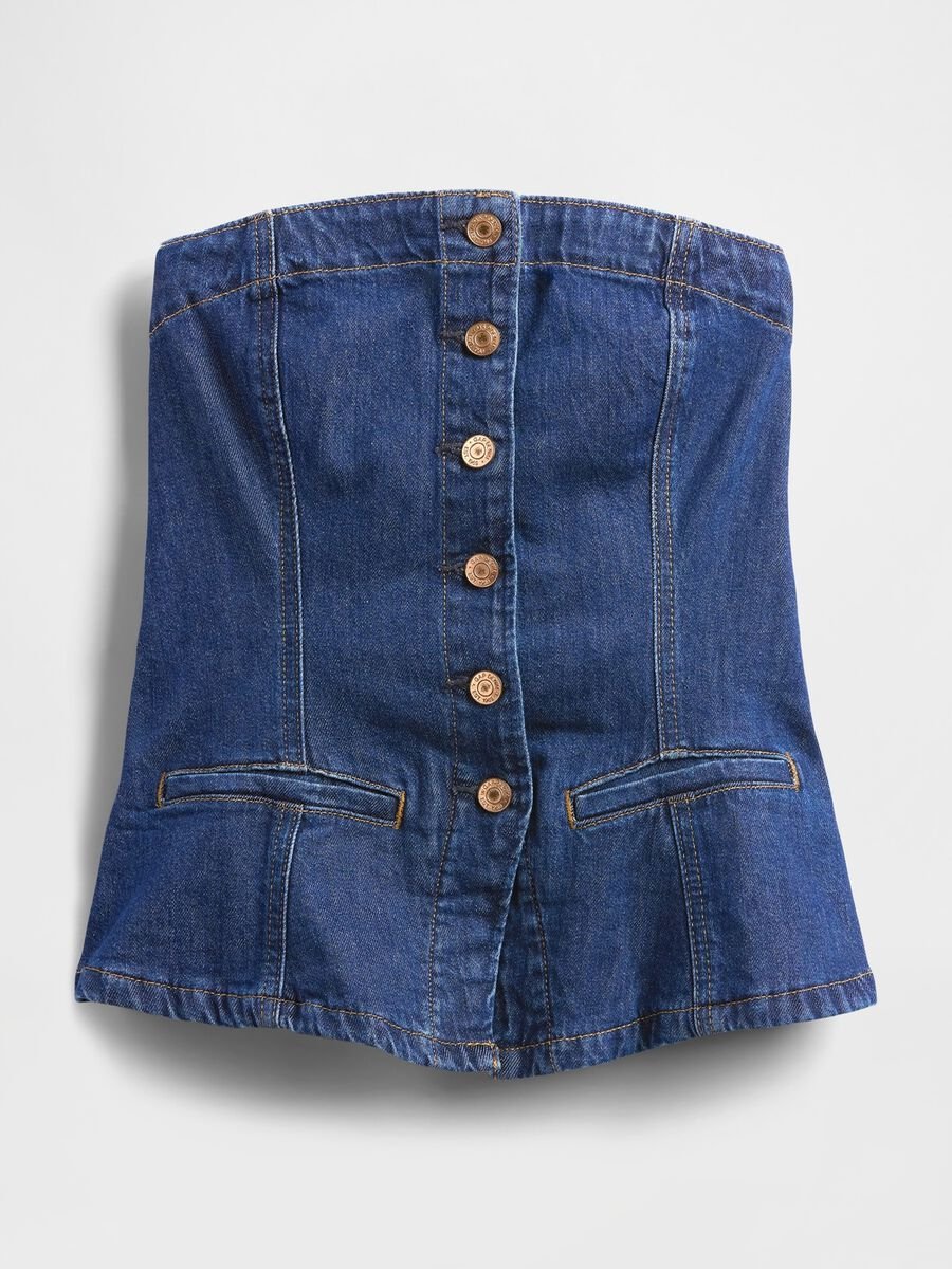 Stretch Denim Waistcoat with Buttons_3