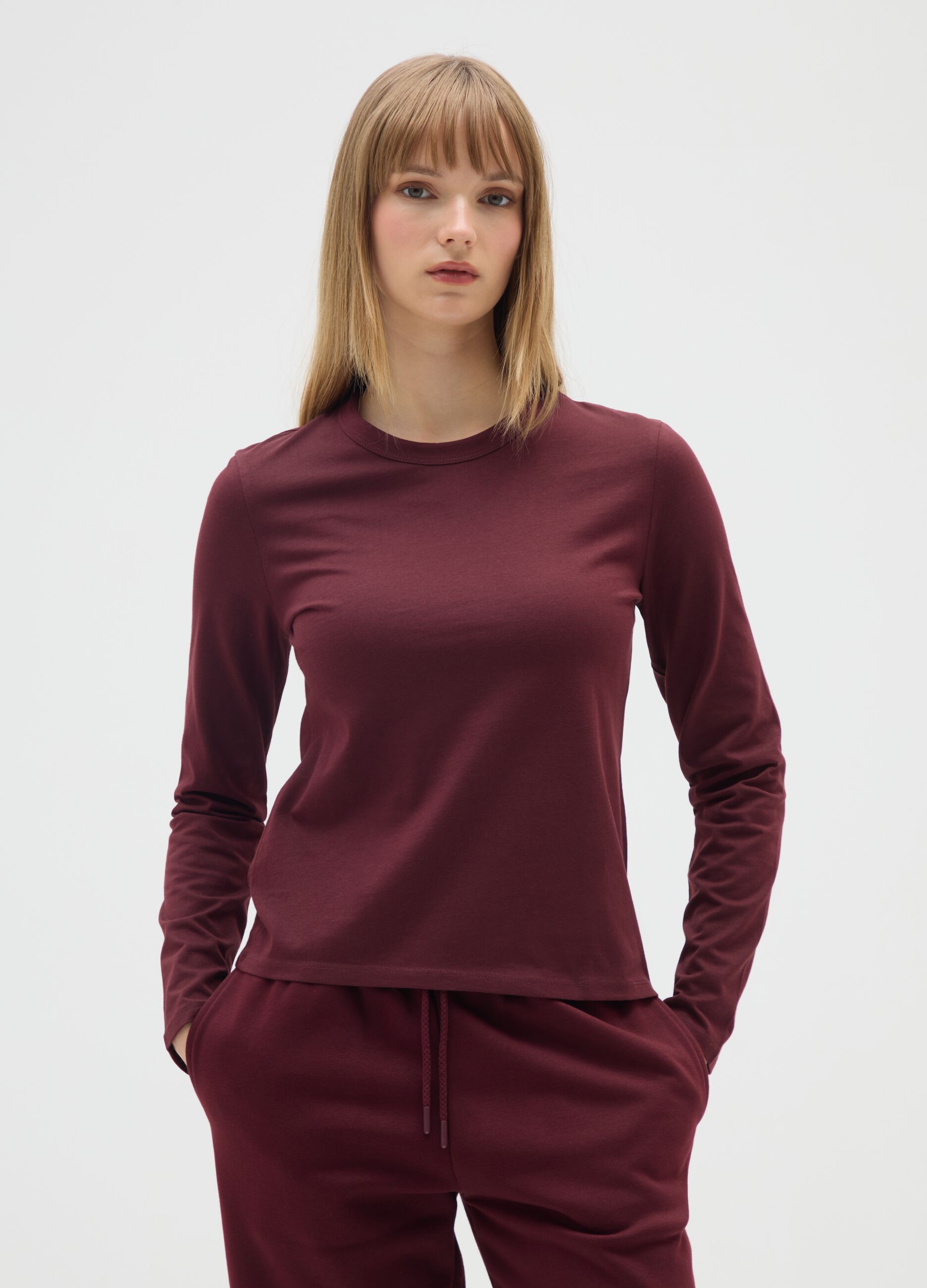 Red pure cotton sweater regular fit