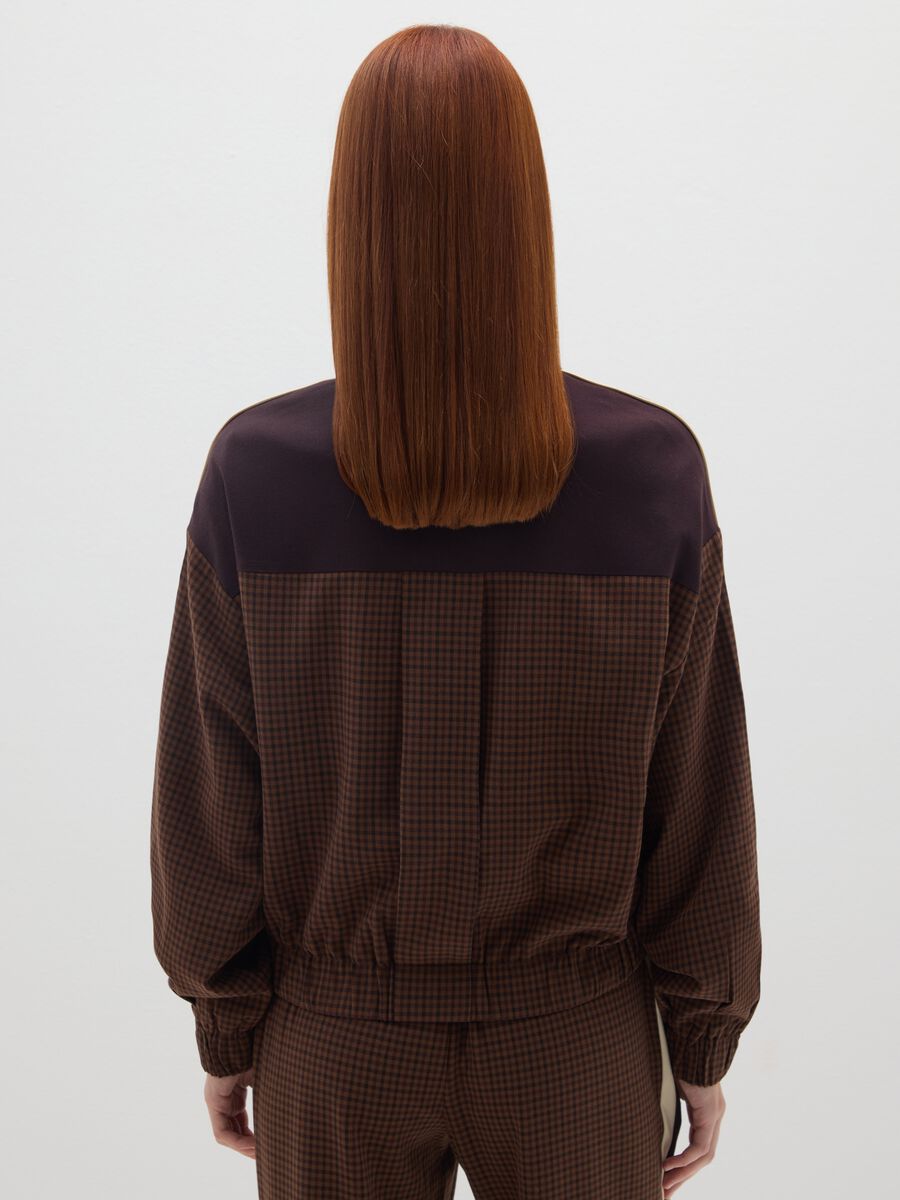 Brown Check Jacket with Zip_3