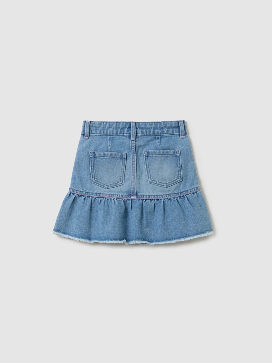 Denim skirt with flounce and Minnie Mouse patch_1