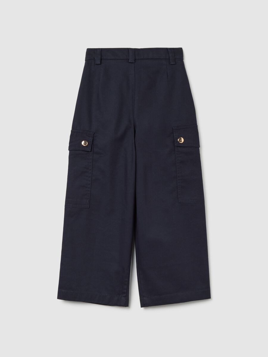 Girls' Blue Cotton Blend Trousers_4