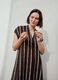 Brown striped viscose-blend midi dress_0