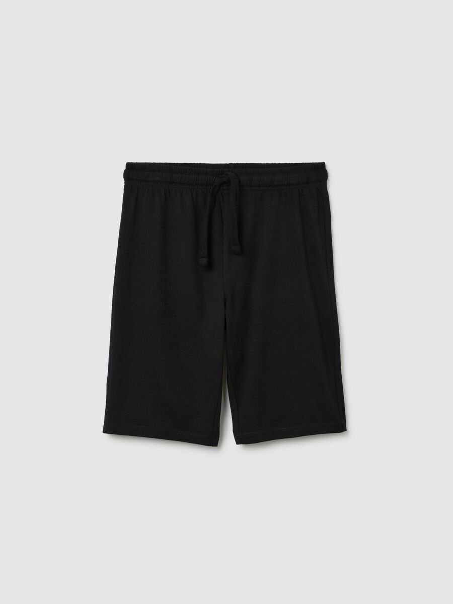 Bermuda da ragazzo in puro cotone nero regular fit_0
