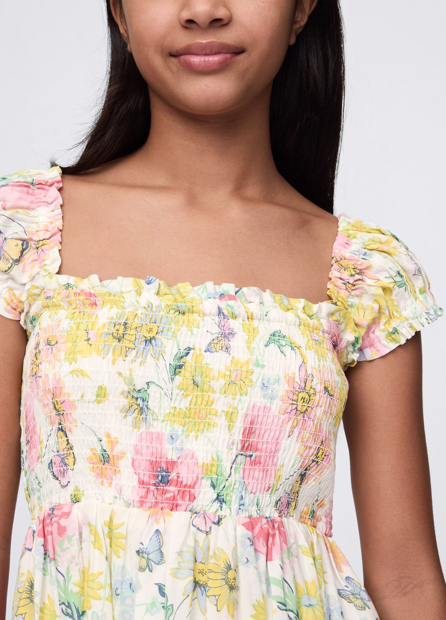 White floral dress in cotton