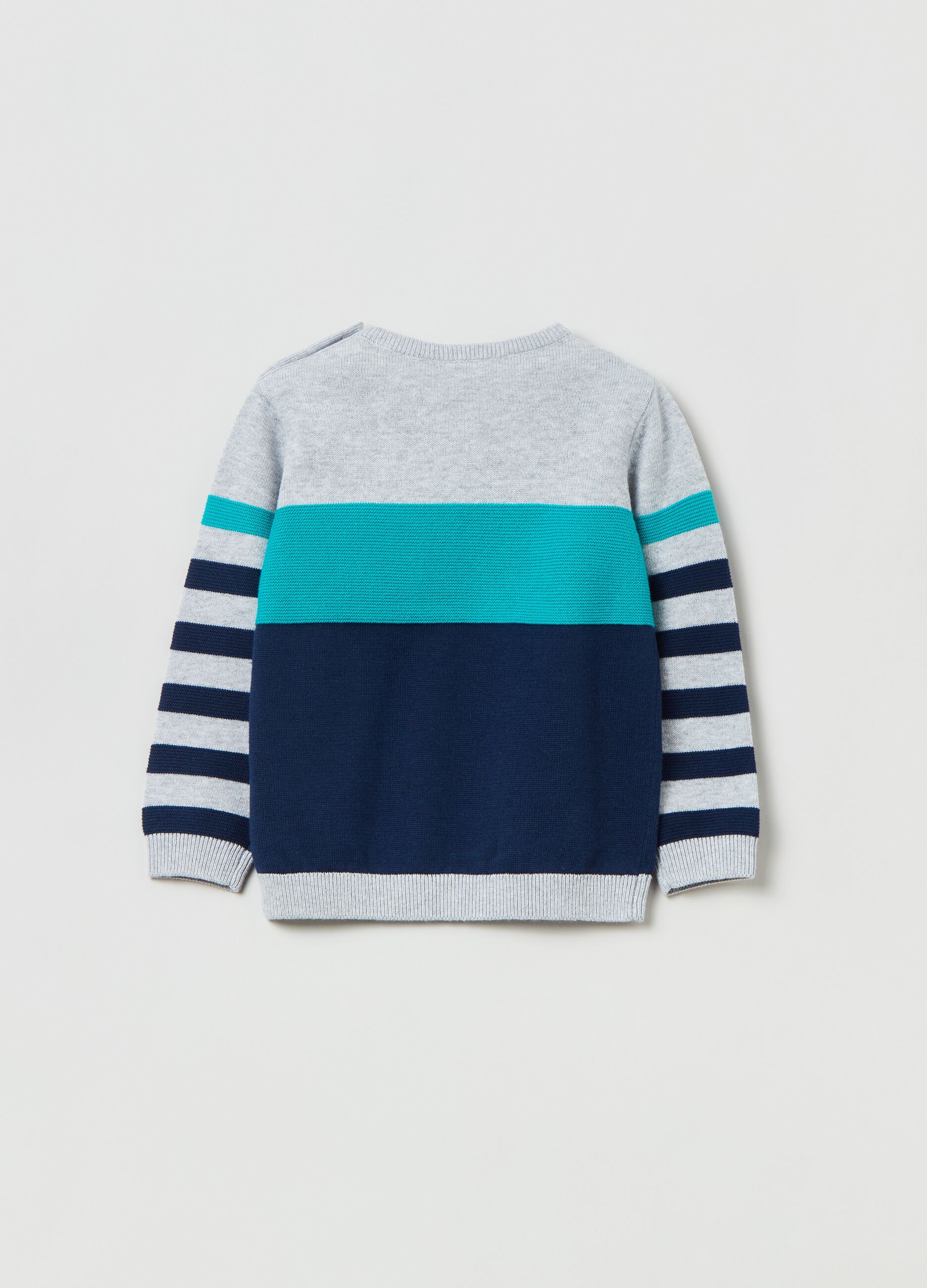 Pullover in cotone color block_1