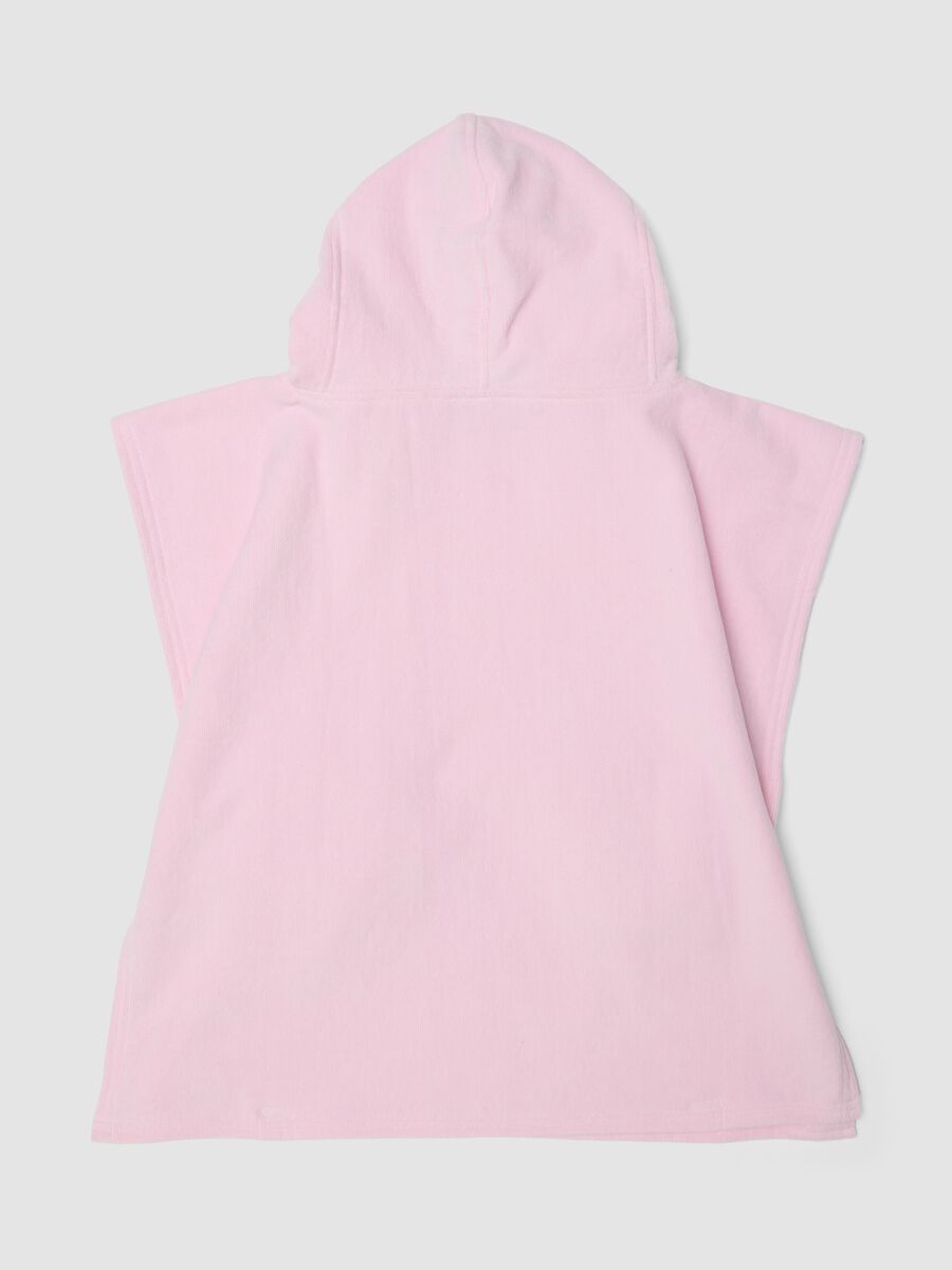 Pink organic cotton hooded poncho_1
