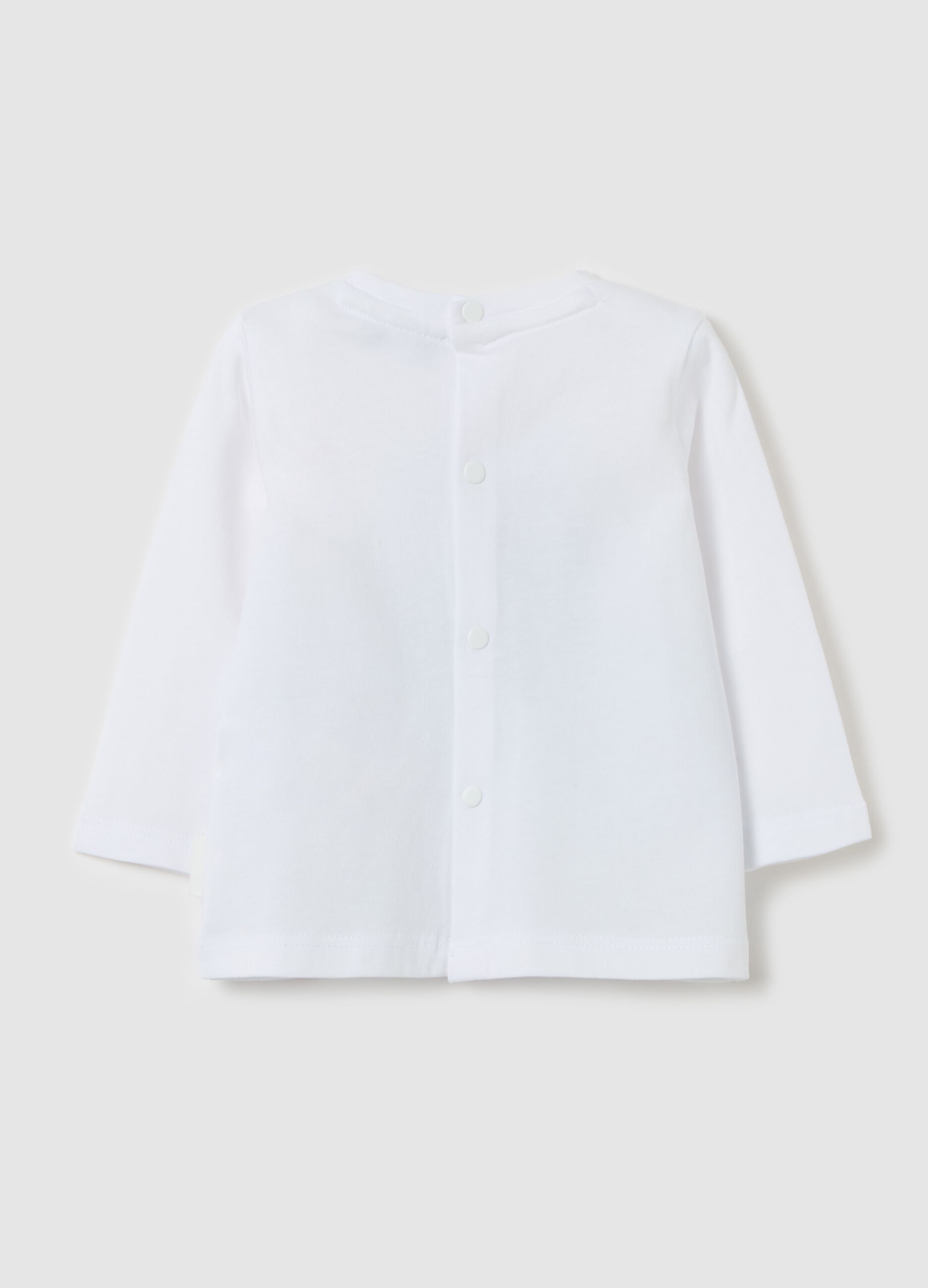 Long-sleeved cotton T-shirt with whale print