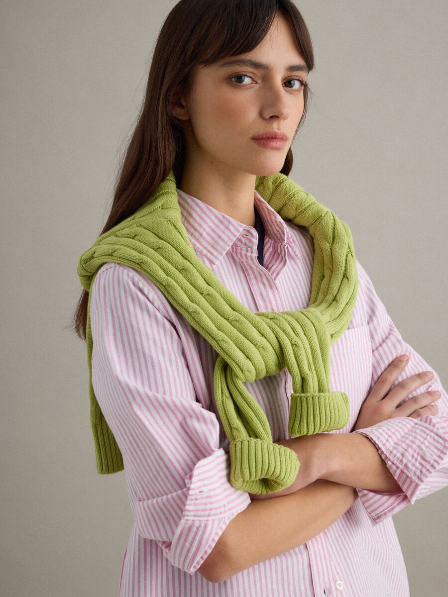 Camicia a maniche lunghe in puro cotone a righe multicolor regular fit_1