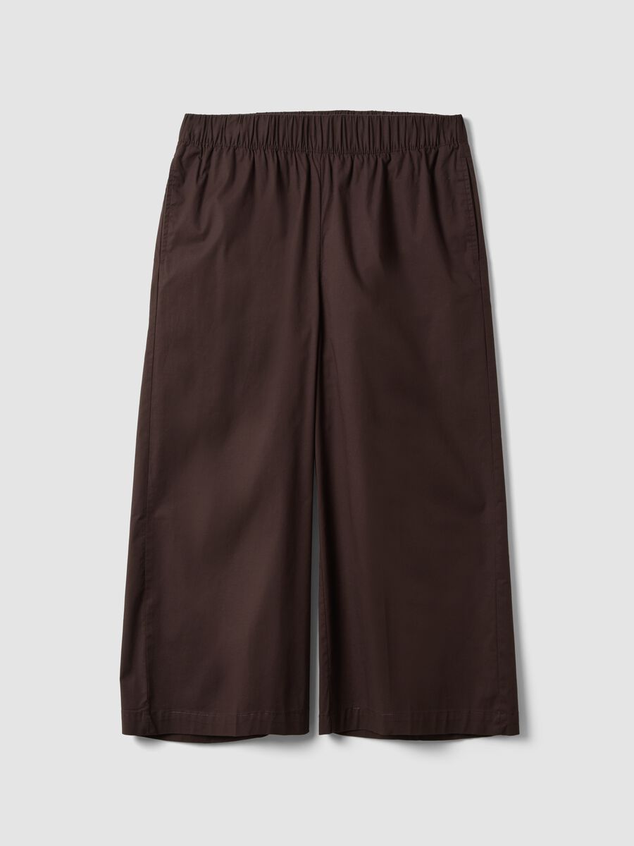 Pantaloni marroni in cotone elasticizzato wide leg_4
