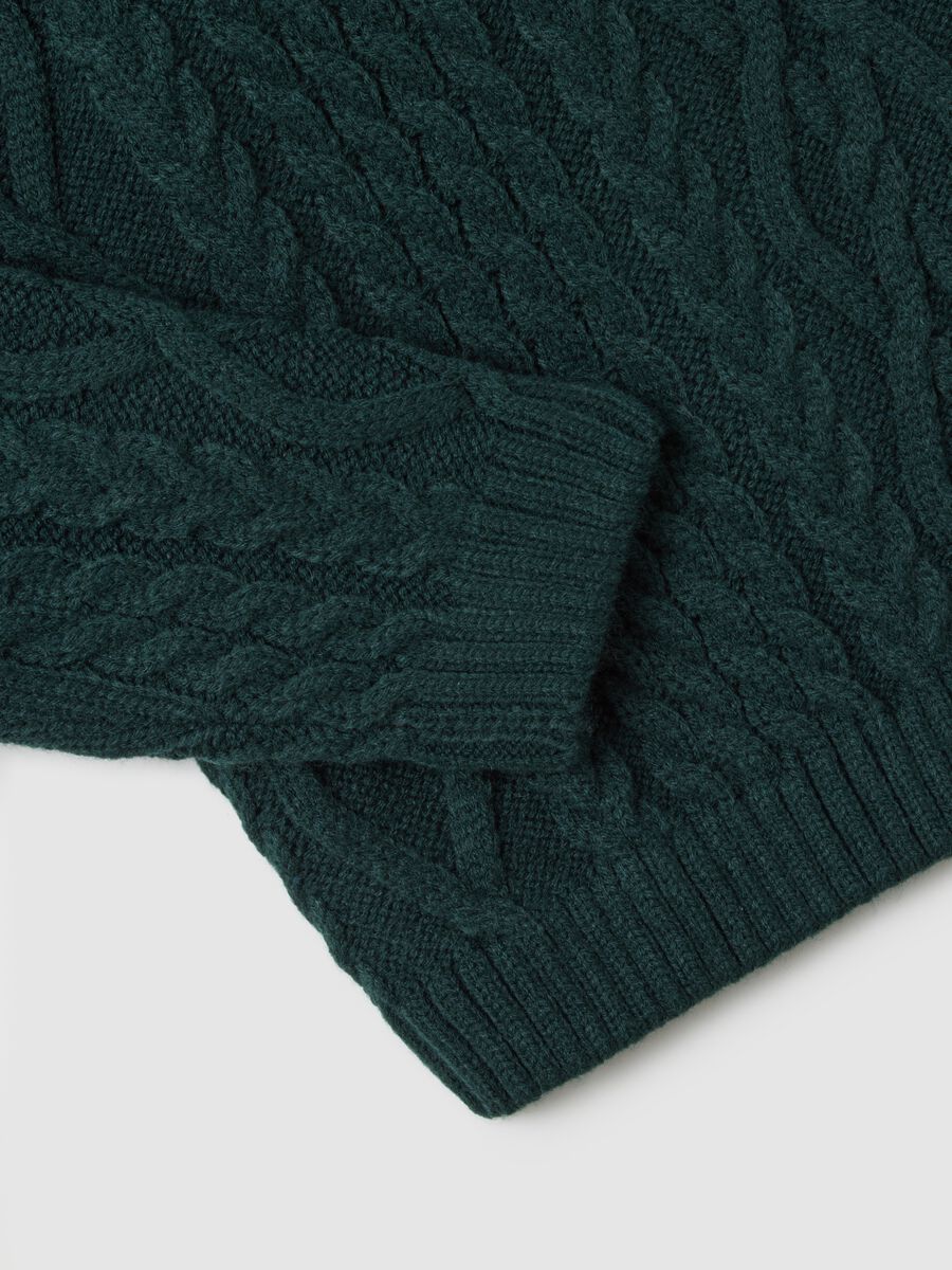Regular fit green jumper with jacquard pattern_5