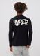 Black organic cotton T-shirt with &ldquo;Hyped&rdquo; print for boys_2