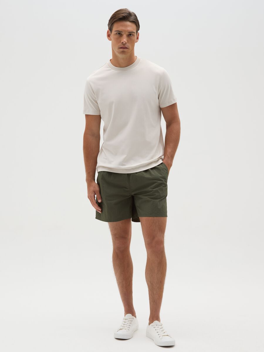 Men's green nylon shorts with drawstring_0