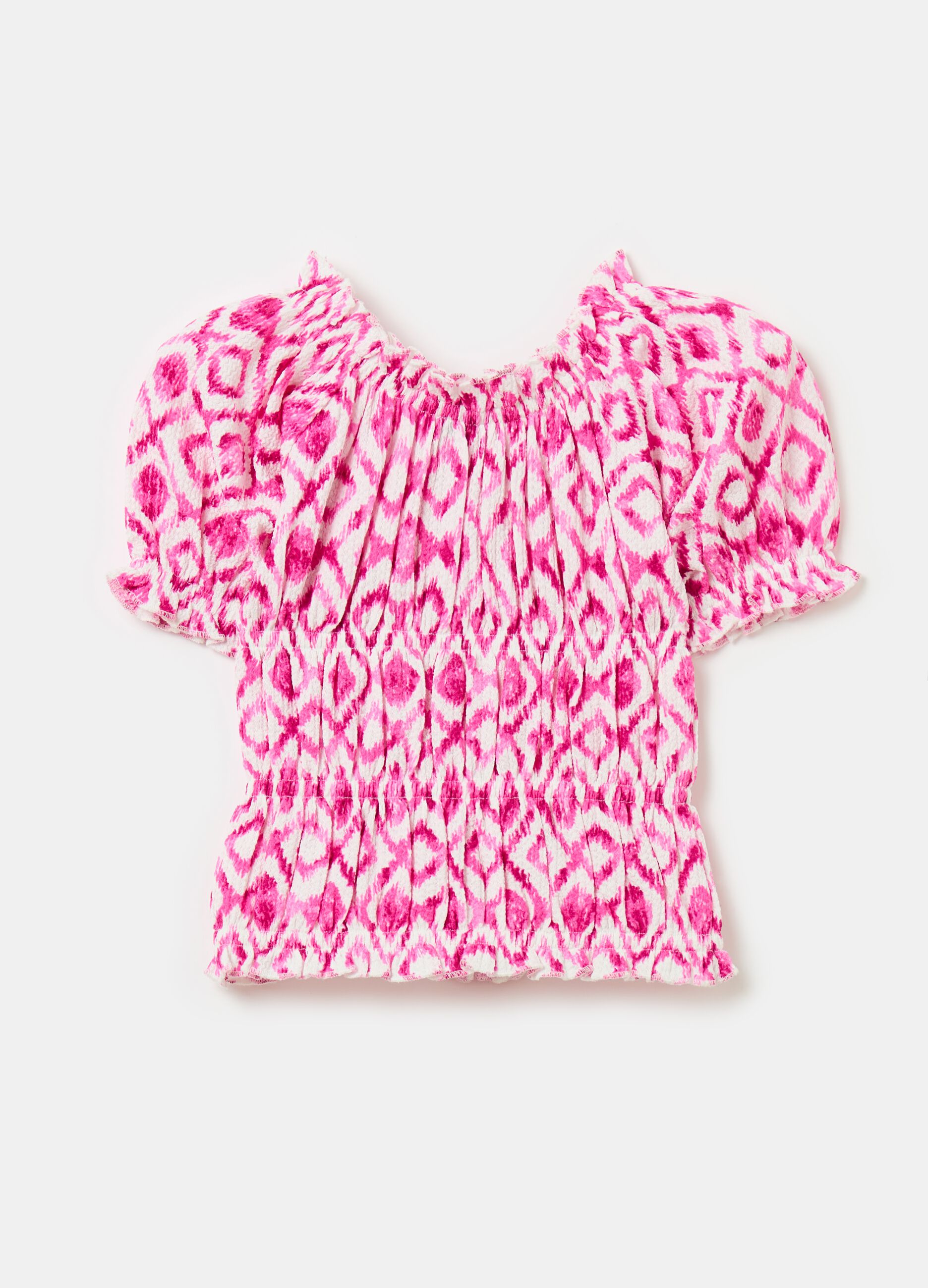 Crêpe blouse with ikat print