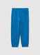 Light blue cotton joggers with drawstring and print_1