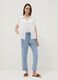 Blue striped pure cotton regular-fit trousers_0