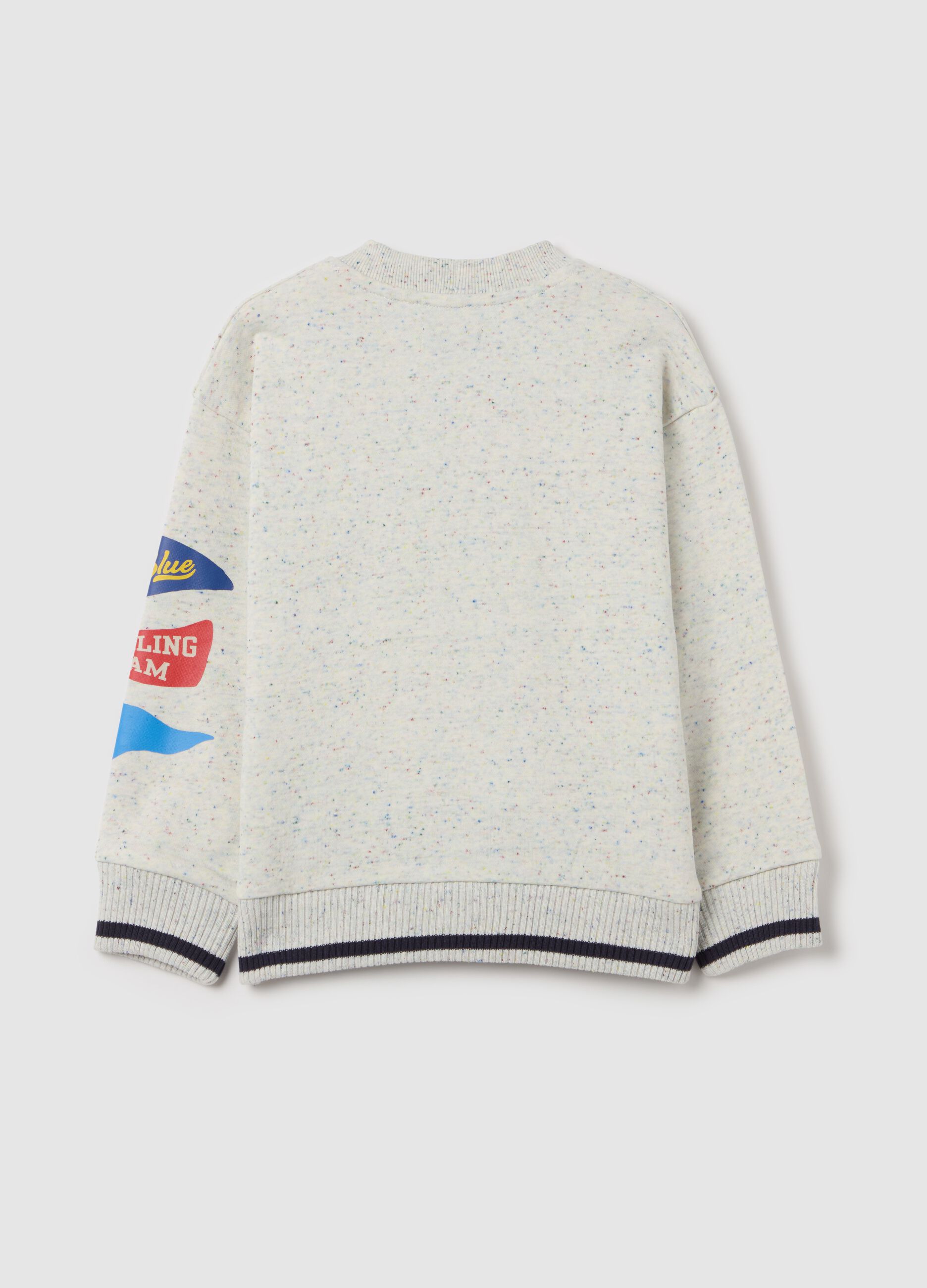 Terry jersey cardigan with V neck and print