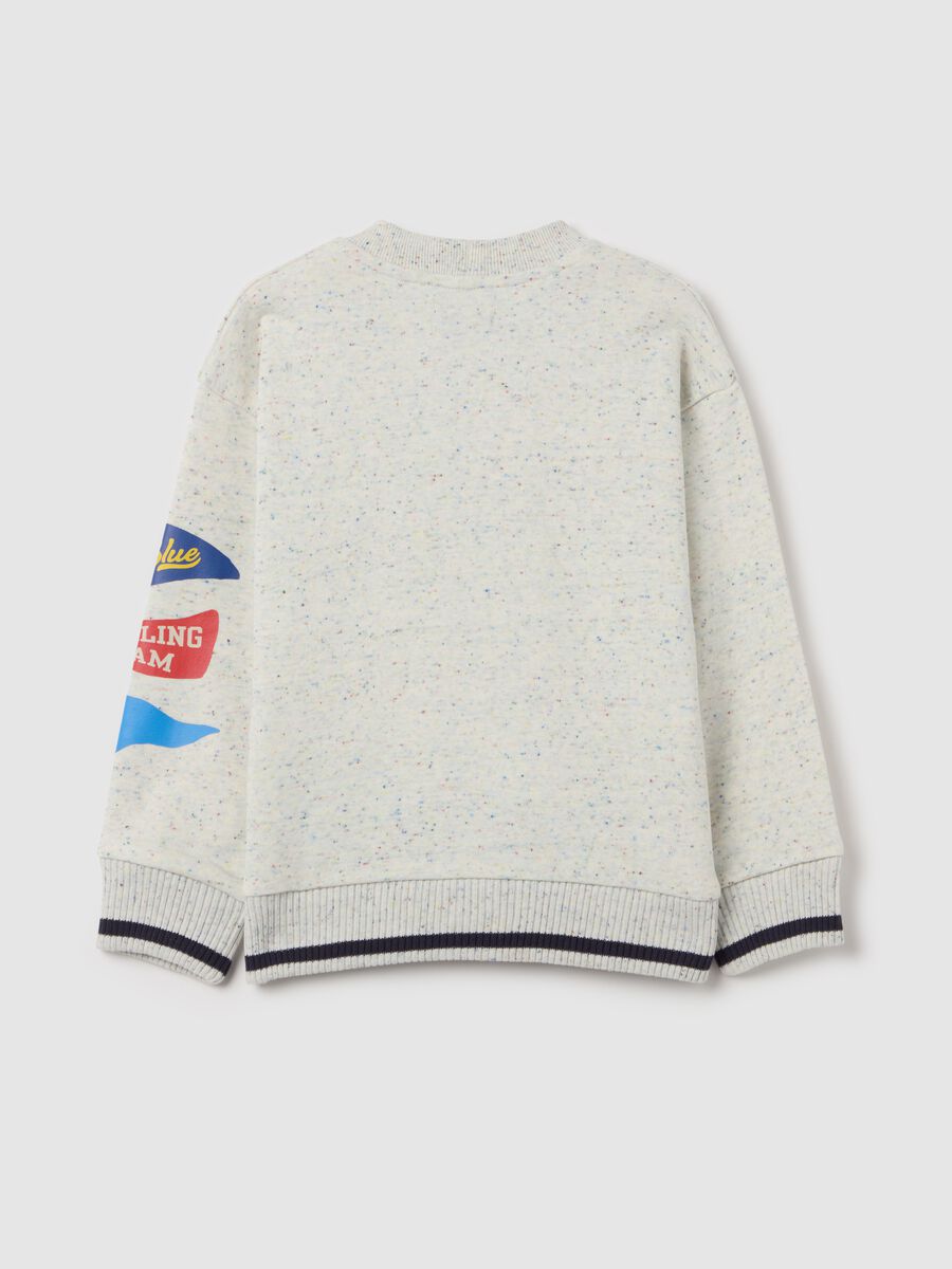Terry jersey cardigan with V neck and print_1