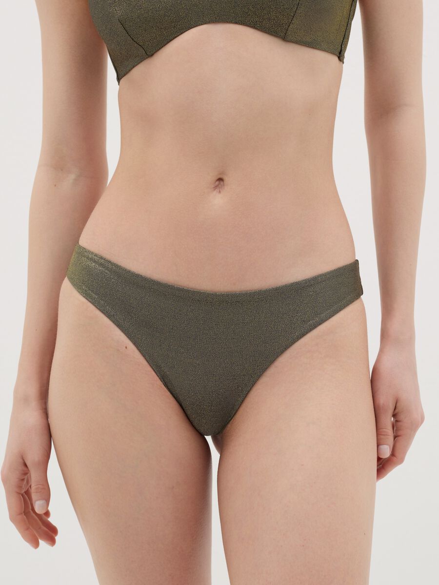 Green Brazilian-cut bikini briefs in lycra with lurex_1