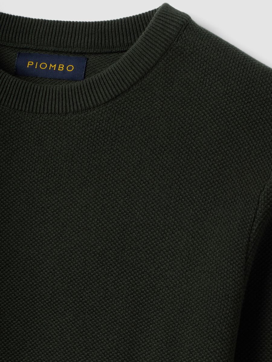 Maglia verde in puro cotone girocollo regular fit_5