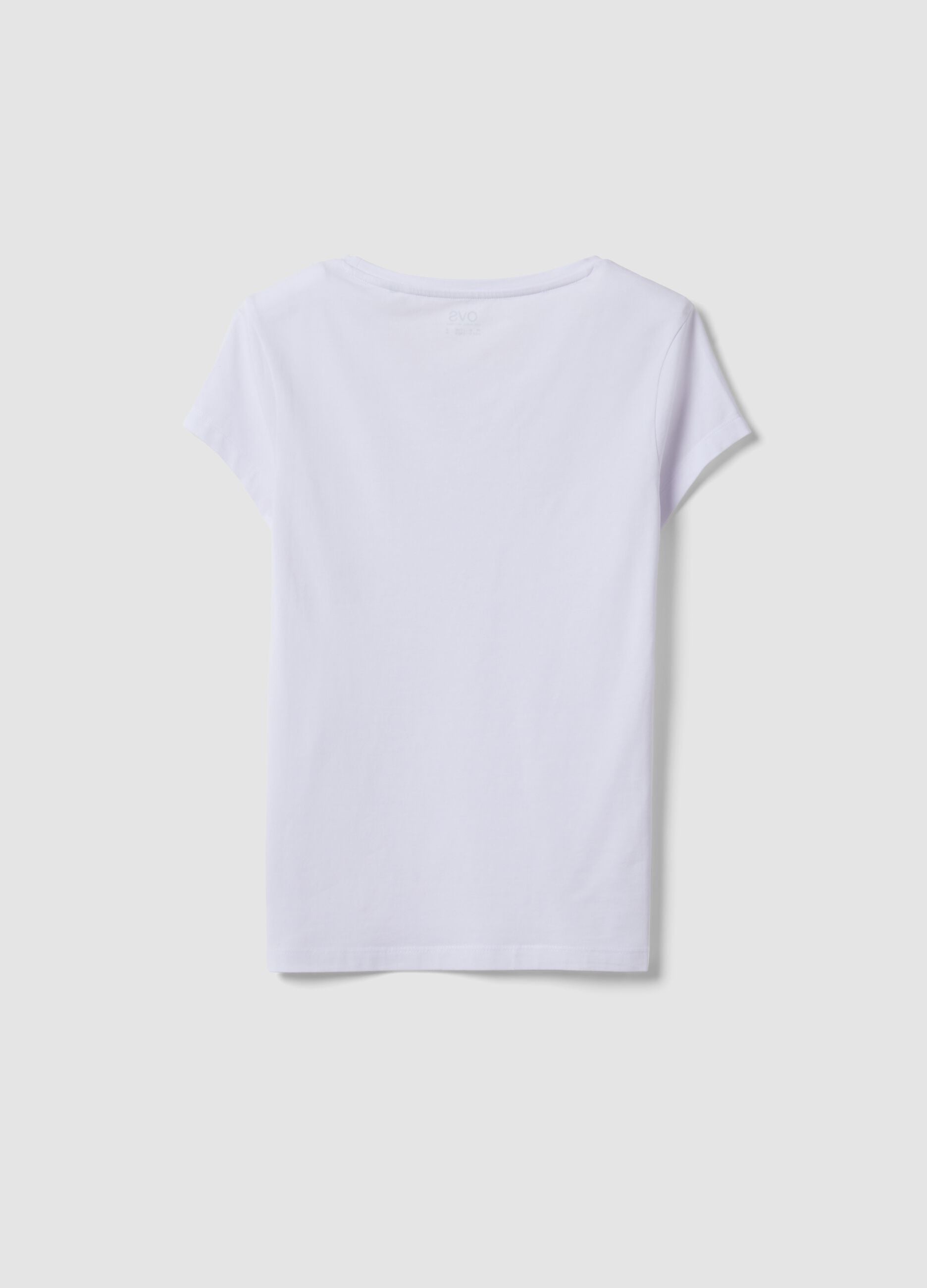 White stretch cotton crew-neck T-shirt, regular fit