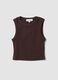 Brown cotton-stretch cropped tank top_4