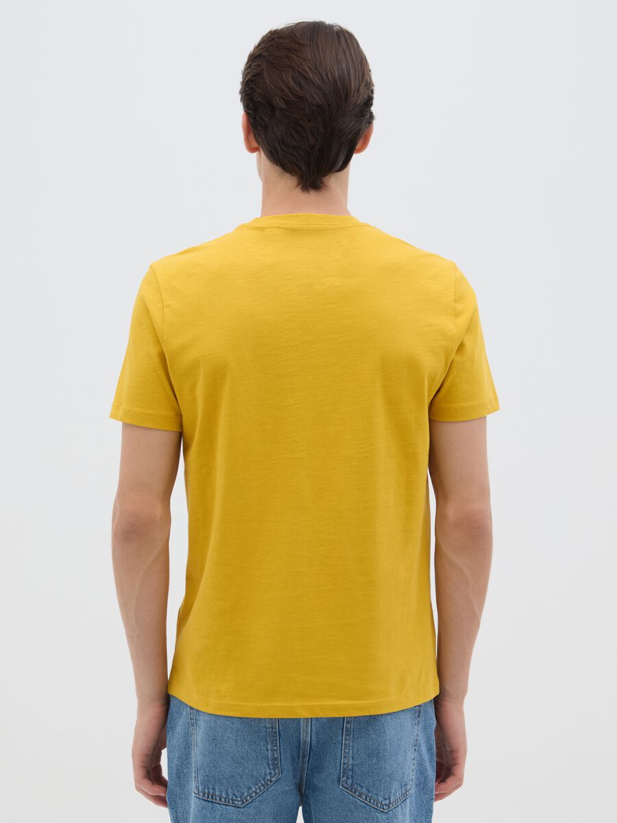 Men's Yellow Pure Cotton Regular Fit T-Shirt_3