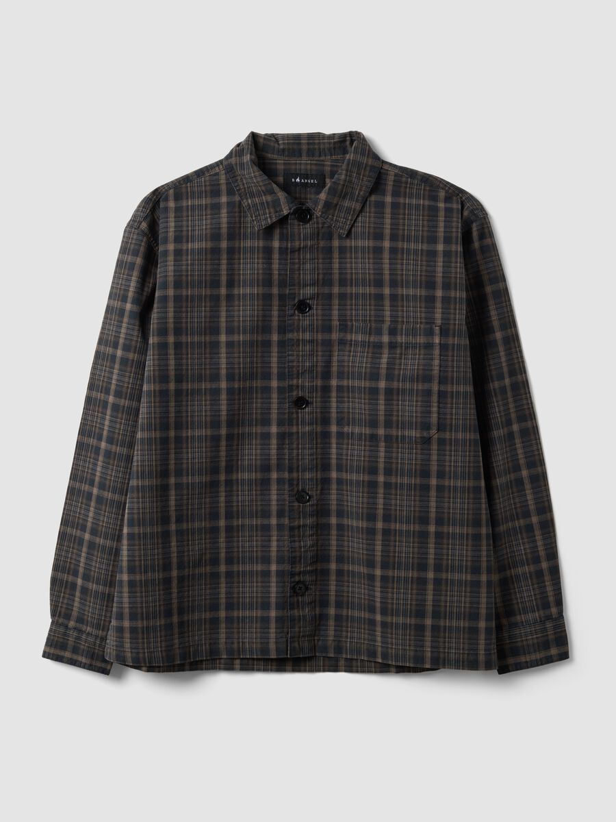 Multicolour pure cotton check shirt, oversized fit_0