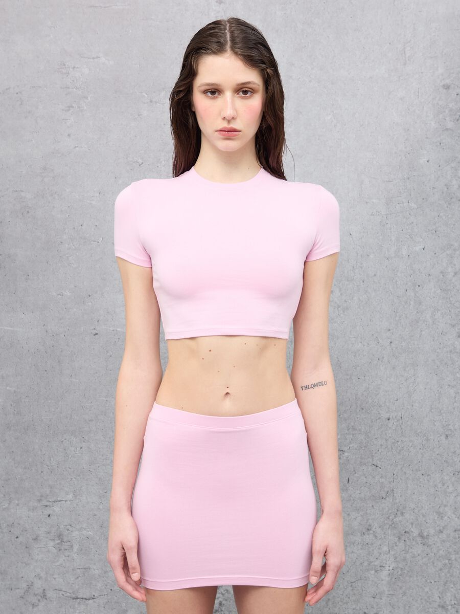 Grey Melange Crop T-shirt_1
