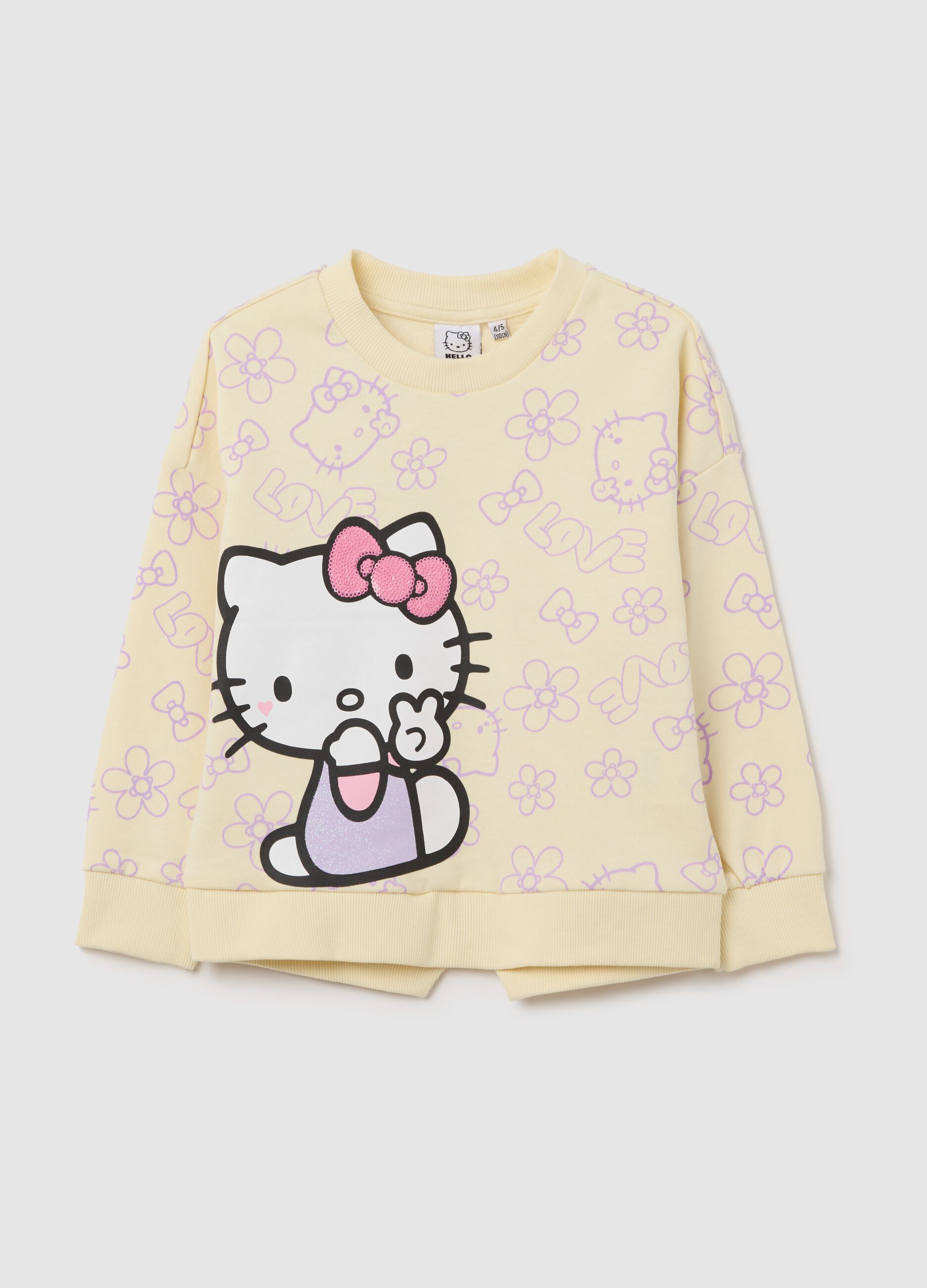 Felpa in French Terry con stampa Hello Kitty