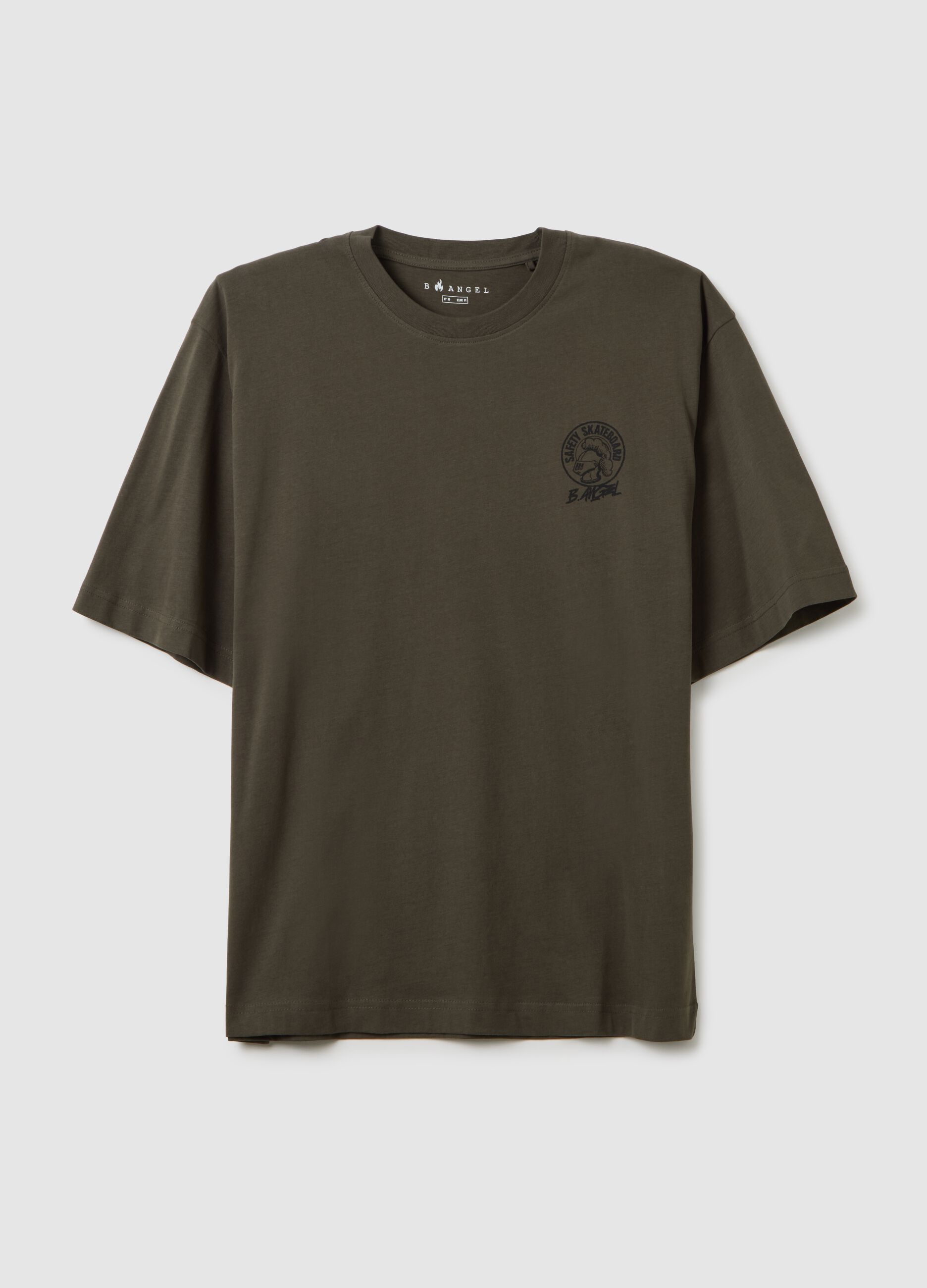 Regular fit green pure cotton T-shirt