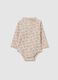 Beige Floral Pure Cotton Baby Bodysuit_0