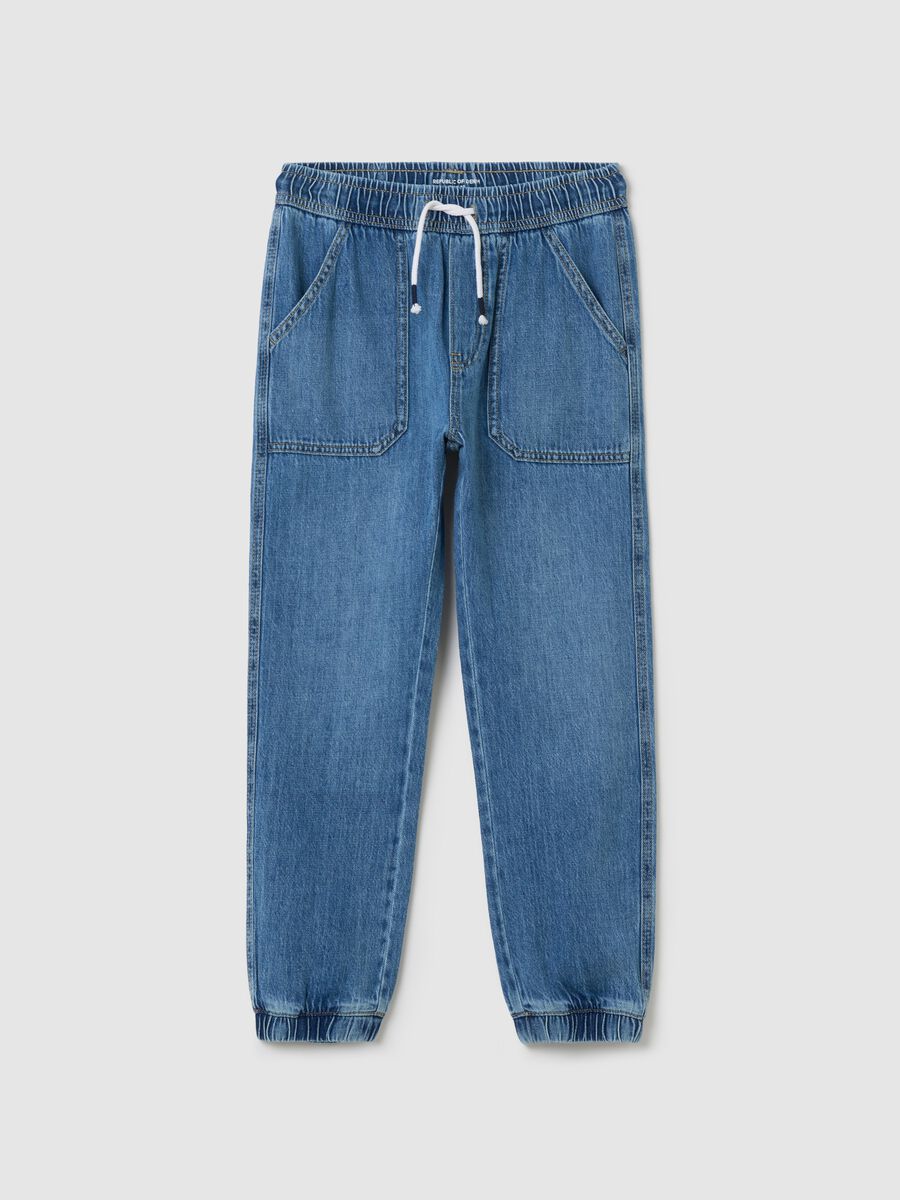 Denim joggers with drawstring_0