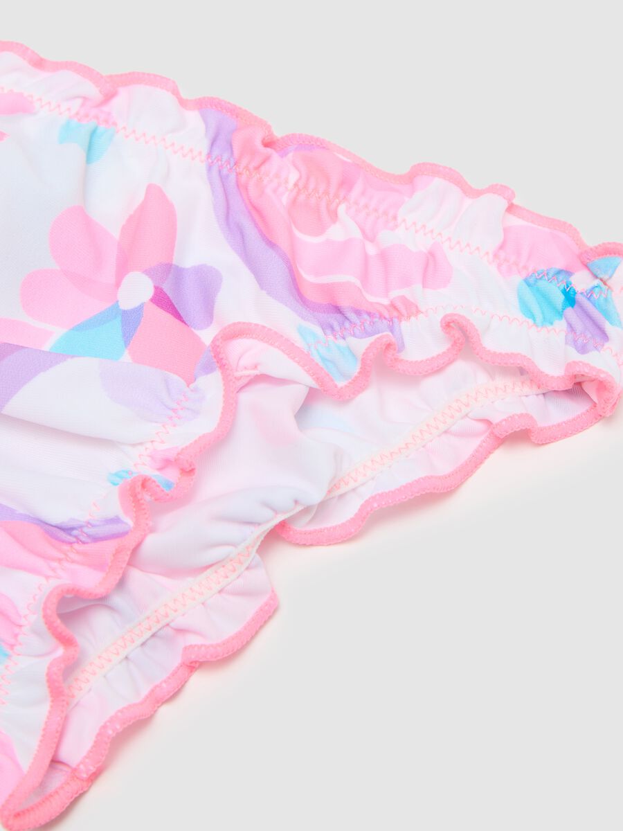 Girls' bikini in multicoloured stretch fabric with floral pattern_2