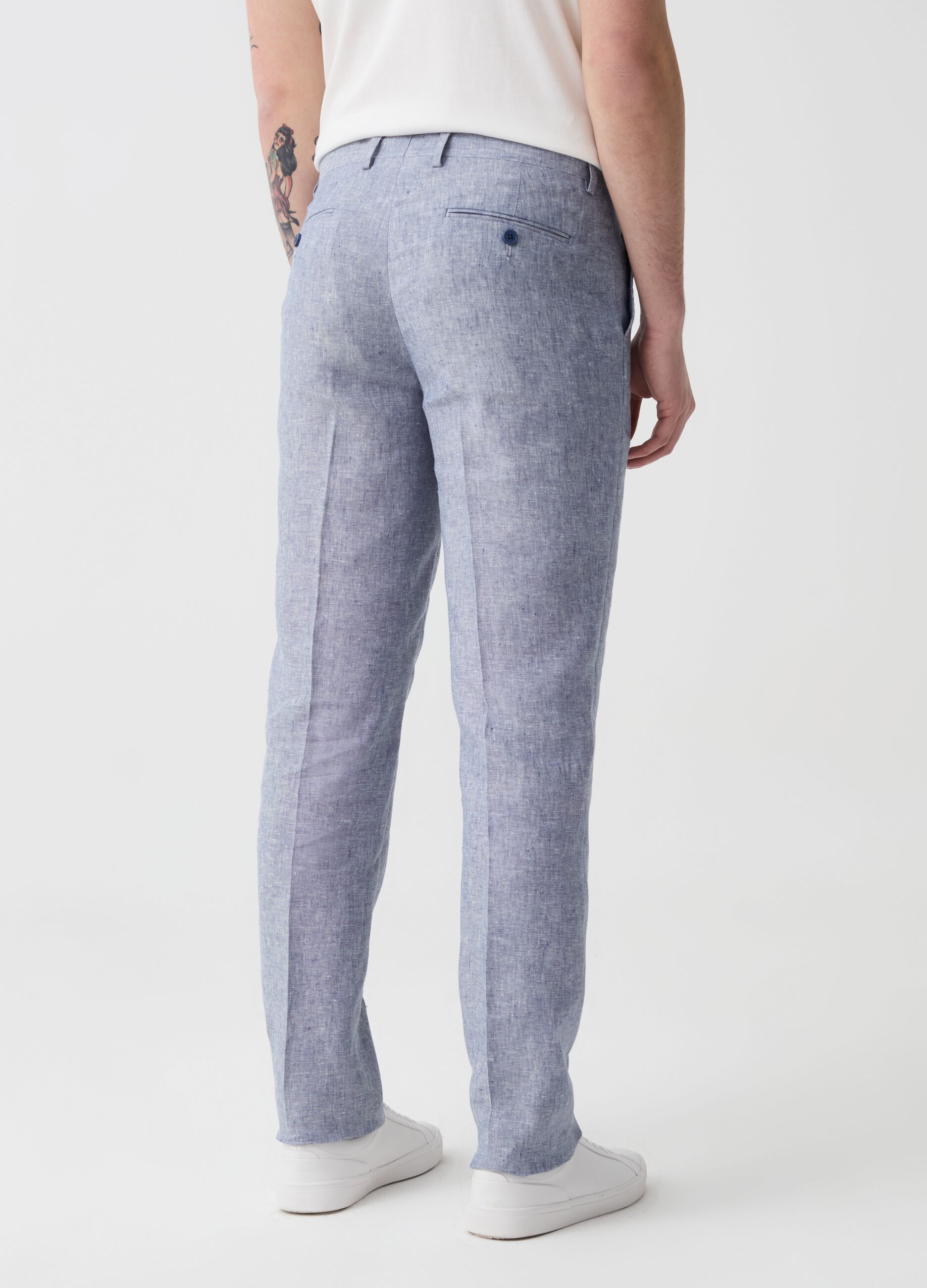 Slim-fit trousers in linen