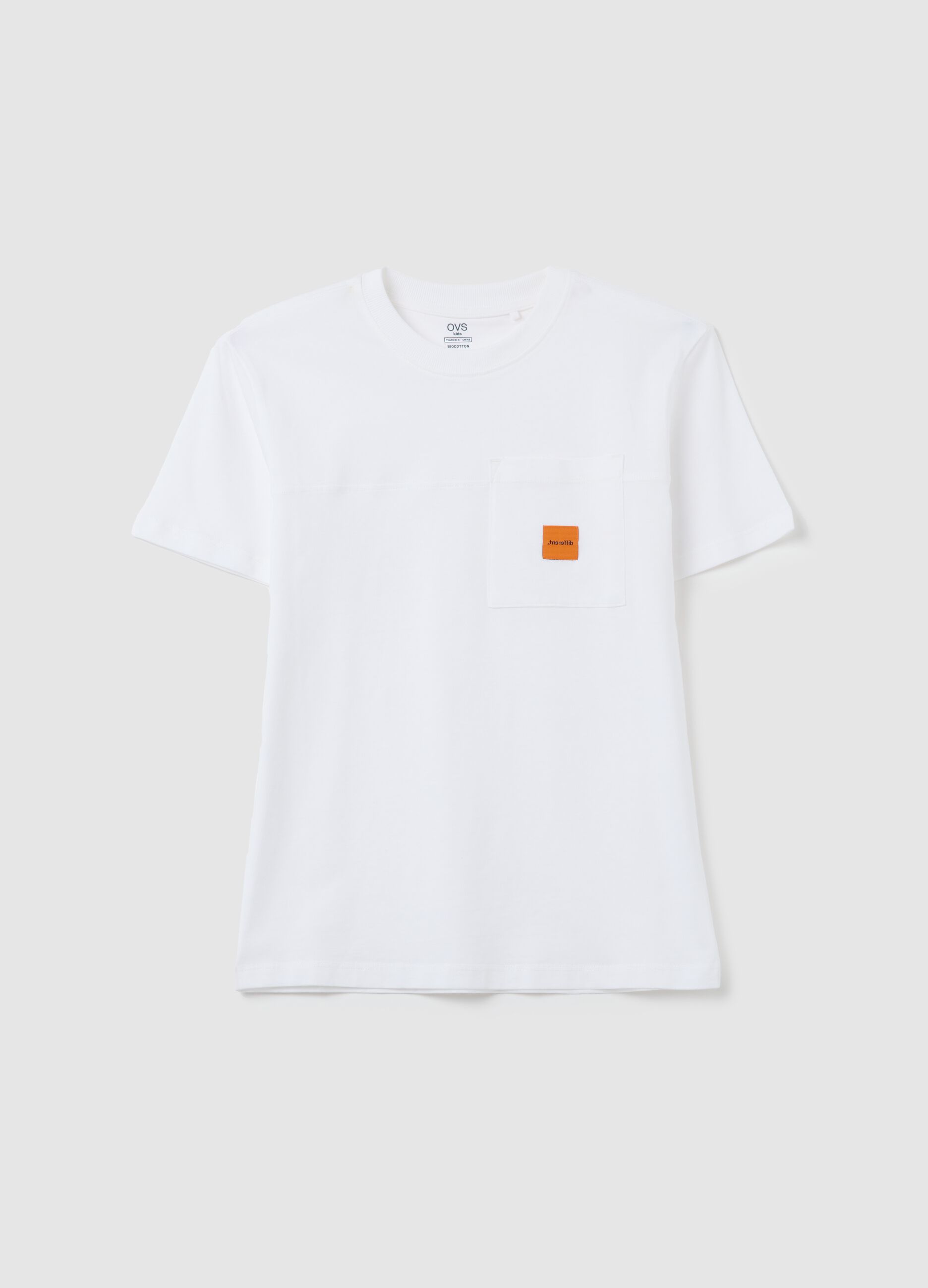 White boys' pure cotton regular fit T-shirt