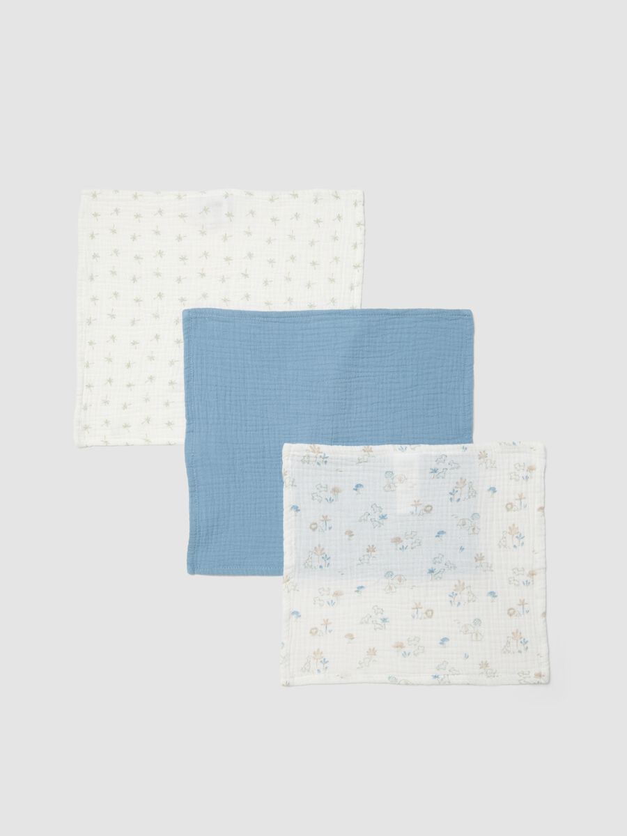 Set of 3 multicolour 100% cotton muslin burp cloths for newborns_0