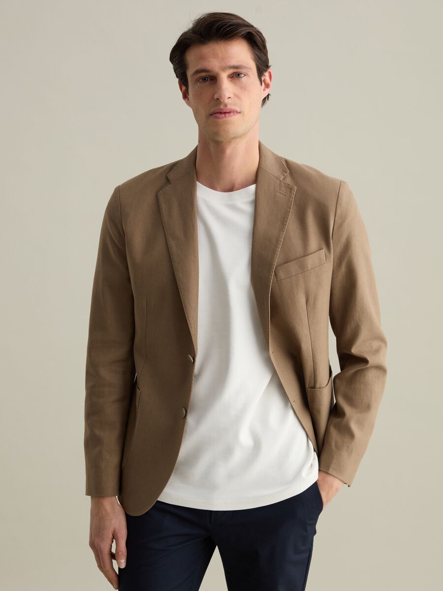 Blazer in linen and cotton_0