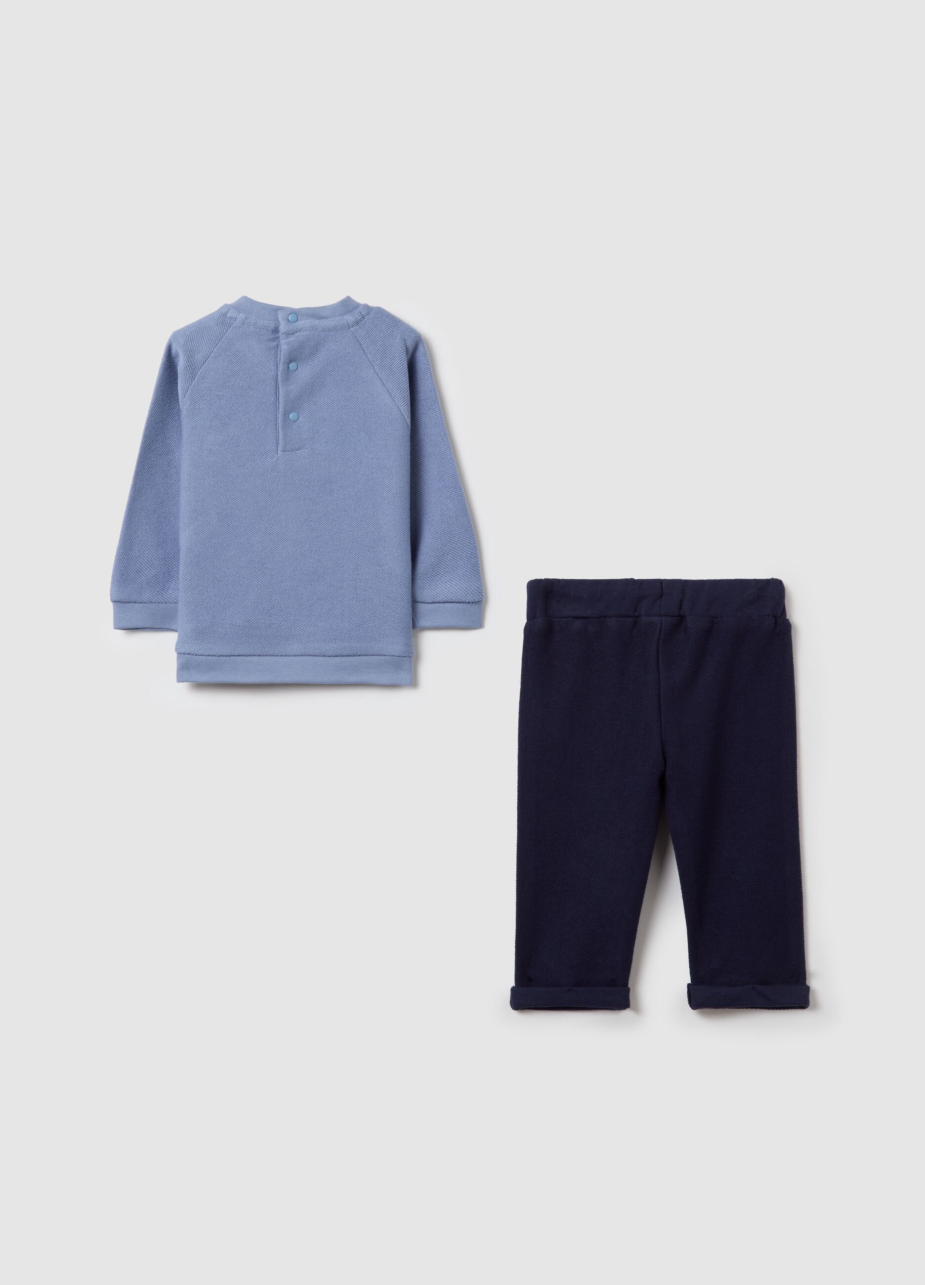 French terry set with whale embroidery