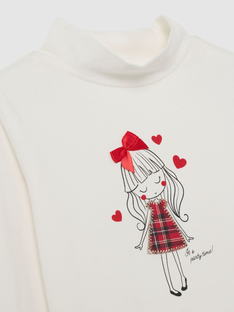 Girls' white high-neck shirt in cotton blend regular fit_2