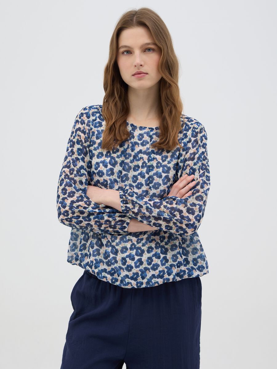 Women's Multicolour Blend Regular Fit Top with Floral Print_0