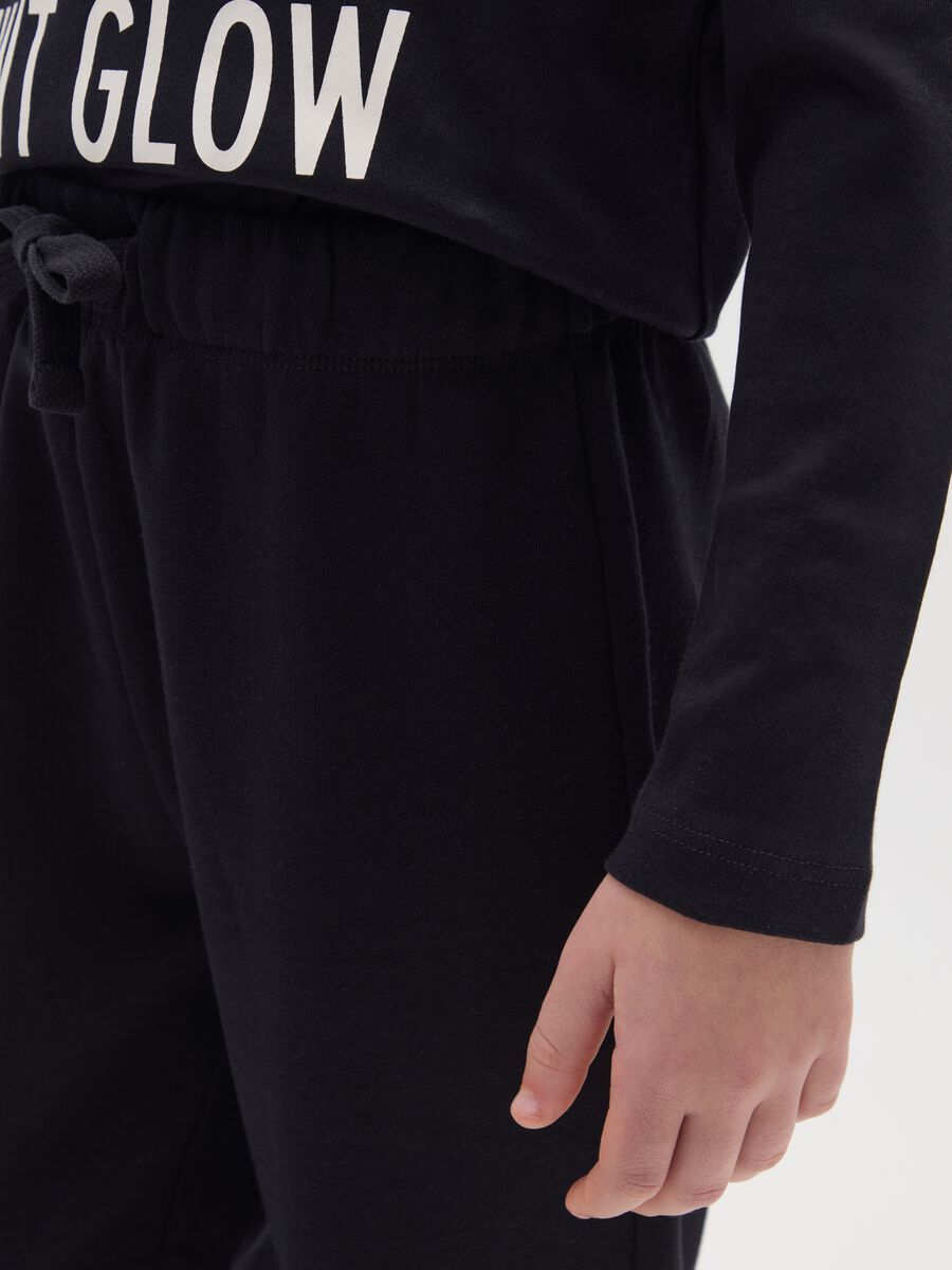 Pantaloni jogger da ragazzo in puro cotone nero regular fit_2