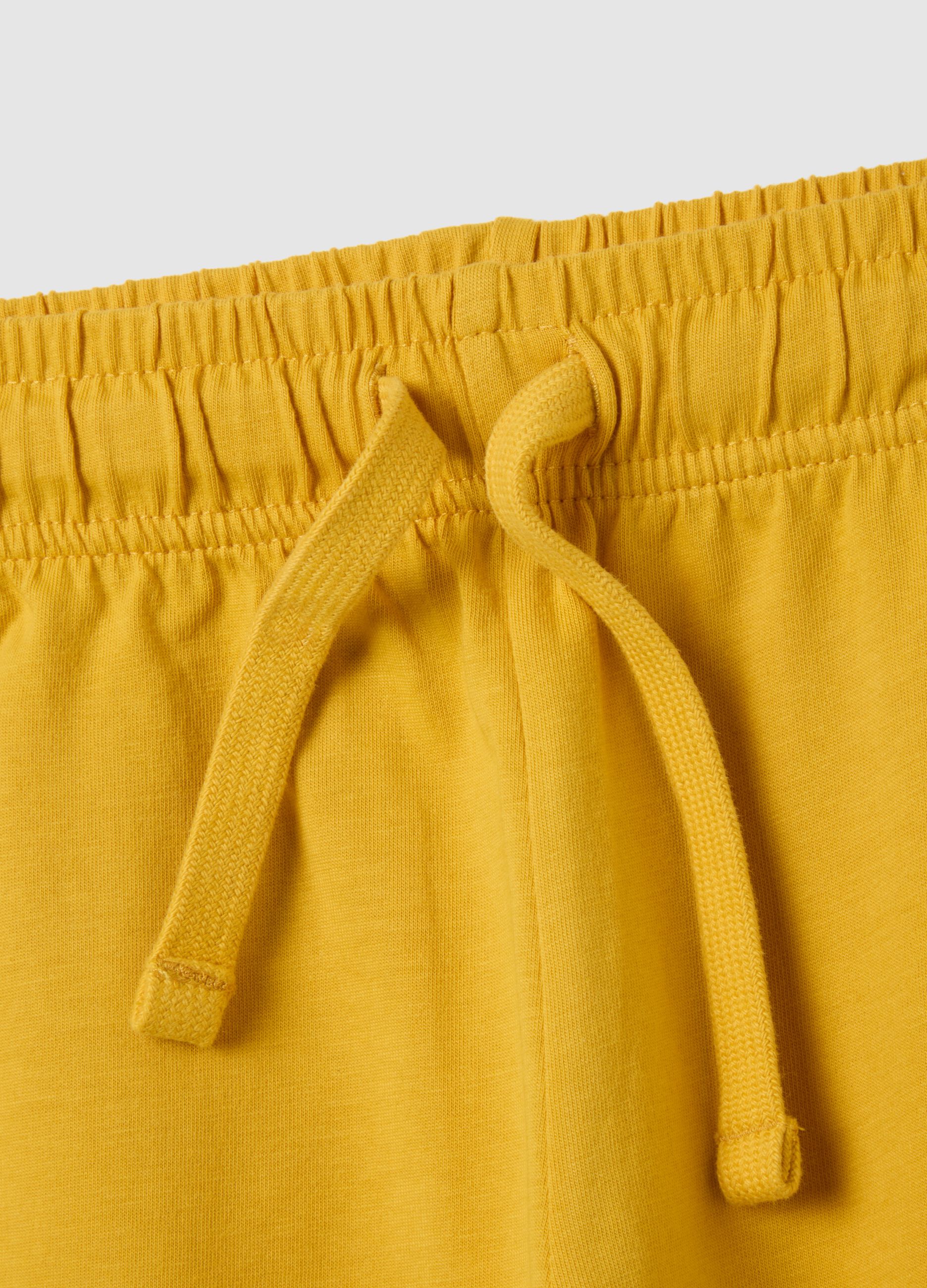 Children's yellow regular fit cotton Bermuda shorts