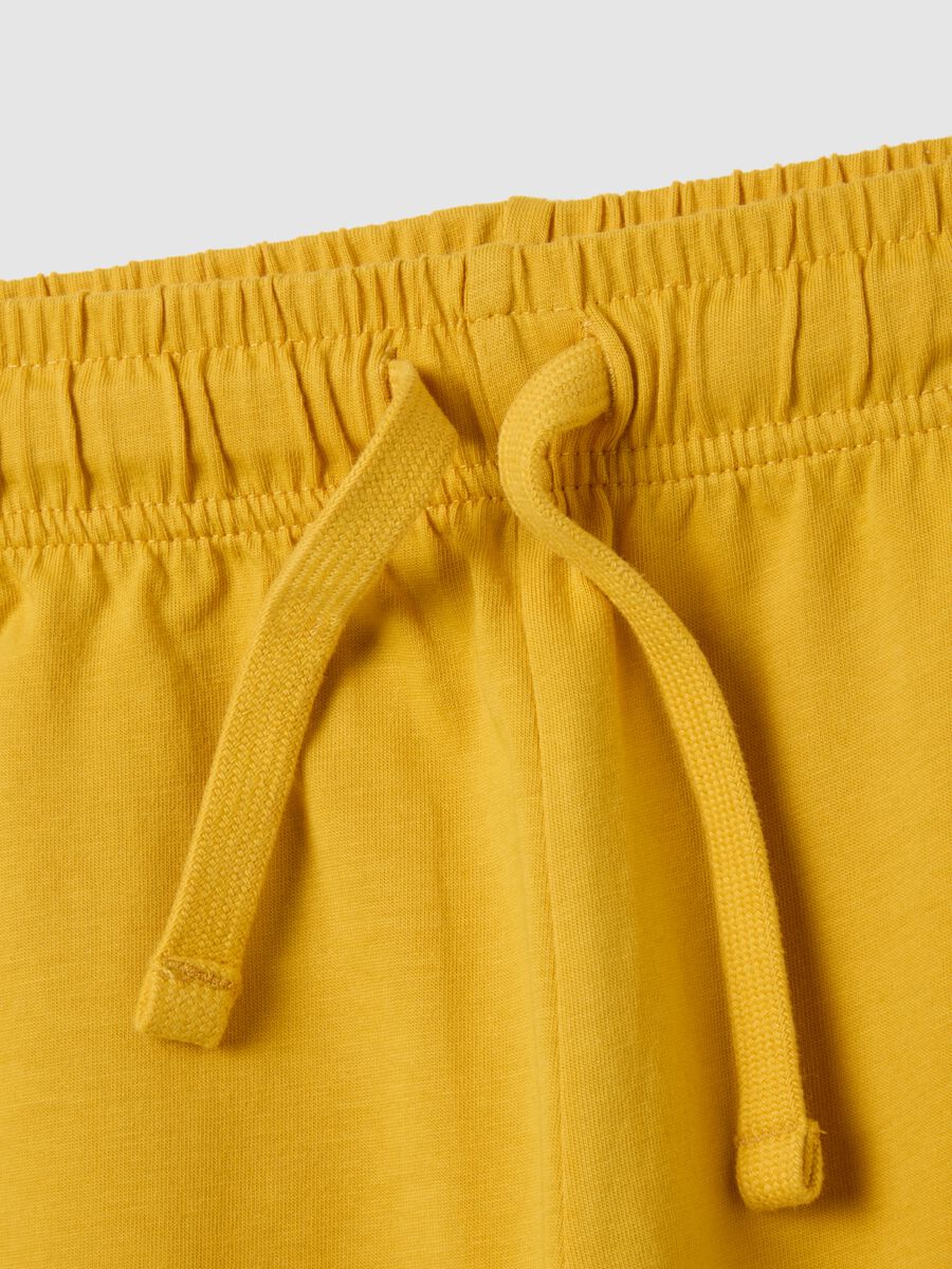 Children's yellow regular fit cotton Bermuda shorts_3