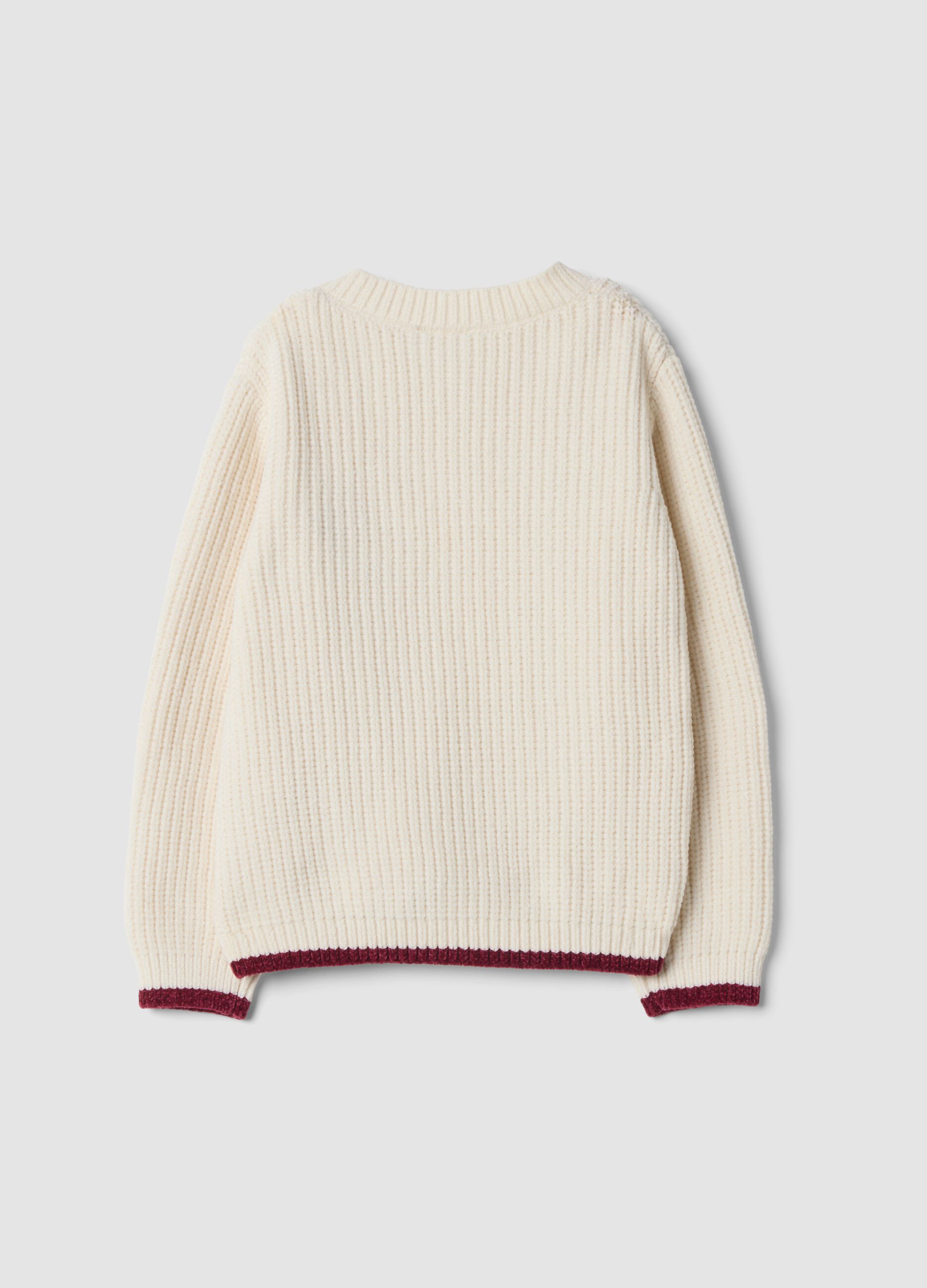 Cardigan bianco a maglia con ricamo cuore regular fit