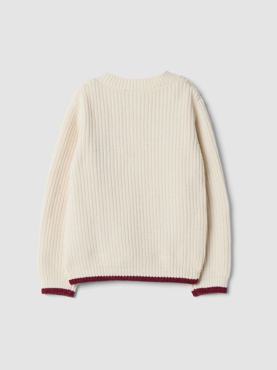 White knitted cardigan with heart embroidery, regular fit_1