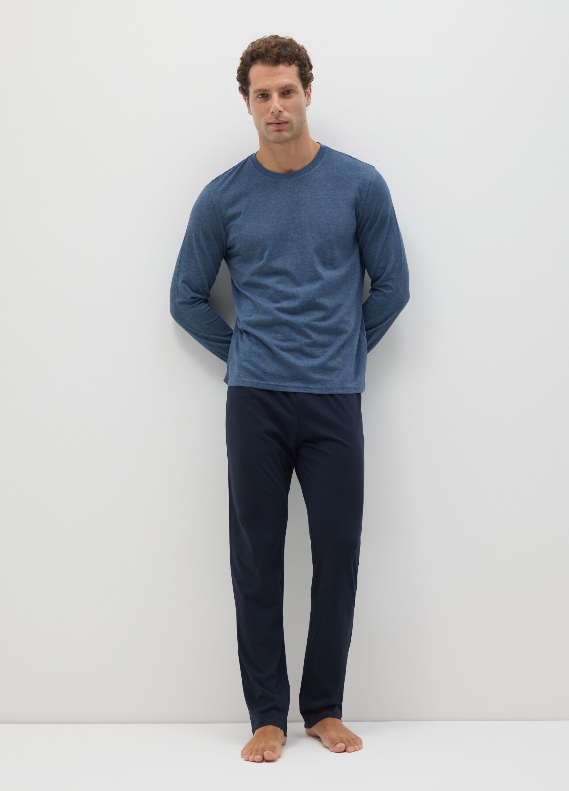 Pure Cotton Blue Regular Fit Pyjamas