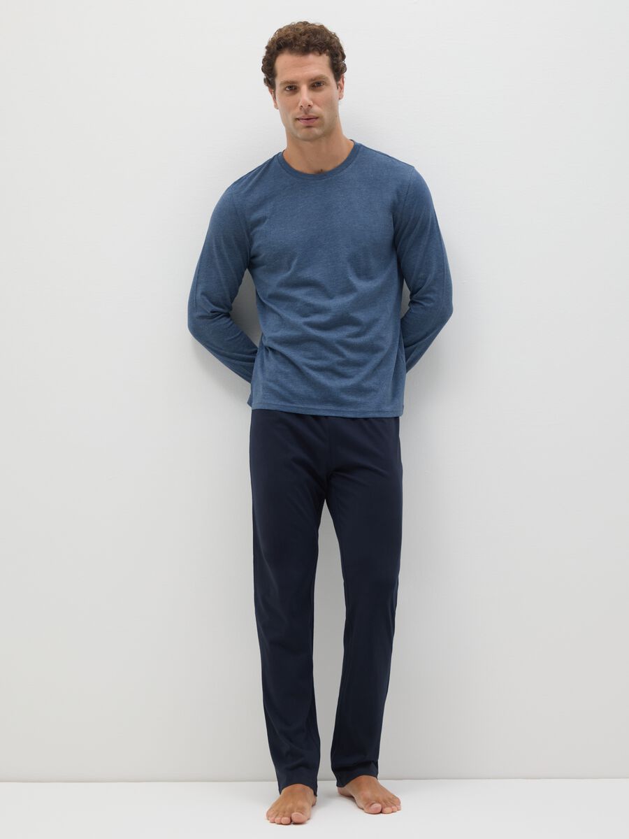 Pure Cotton Blue Regular Fit Pyjamas_0