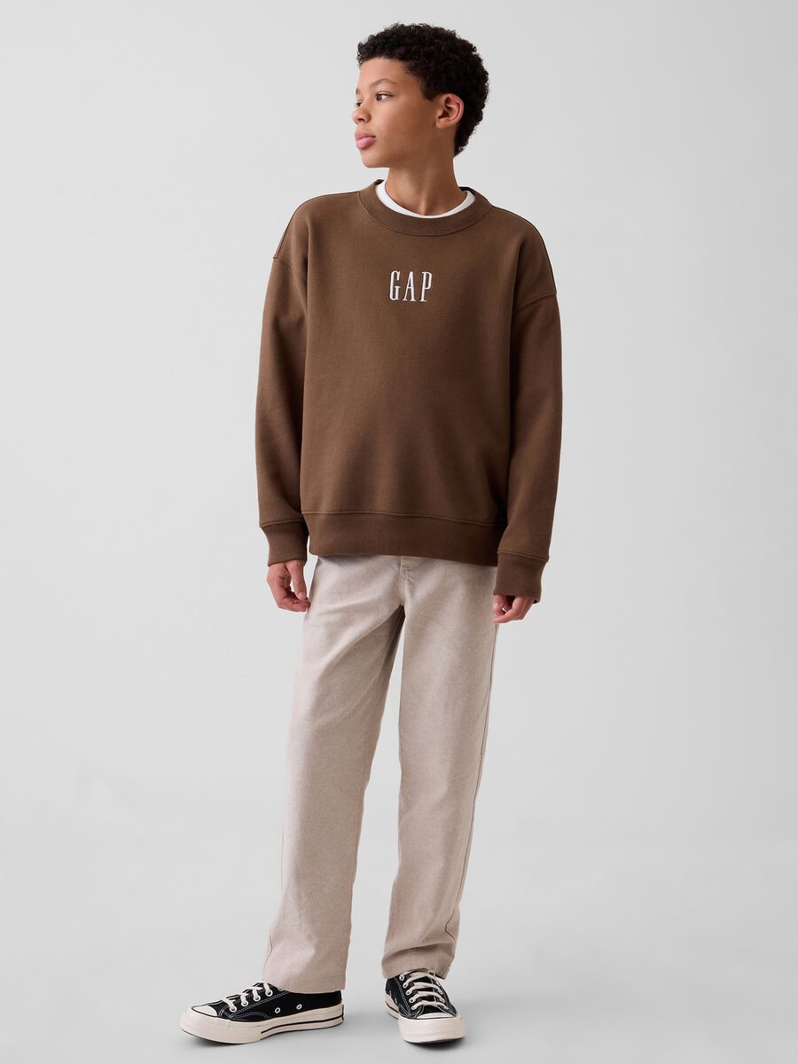 Linen and cotton blend trousers_0