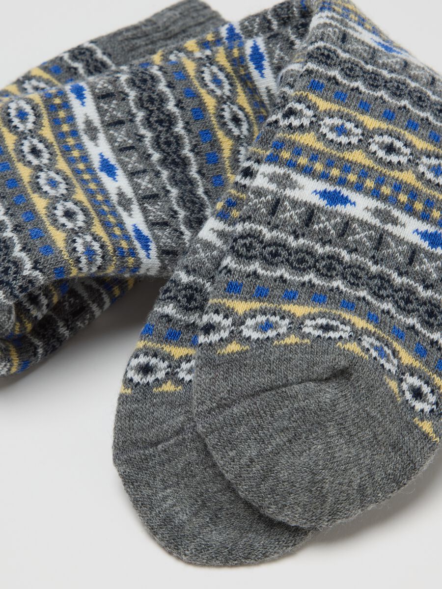 Multicoloured long socks in cotton and wool blend_1